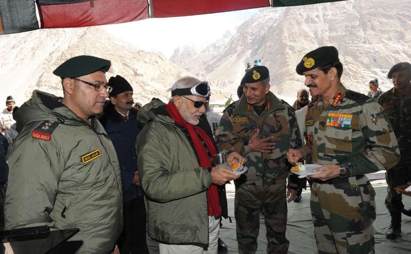 When Modi spare time to visit Siachen glacier in order to meet Army personals guarding the nation.