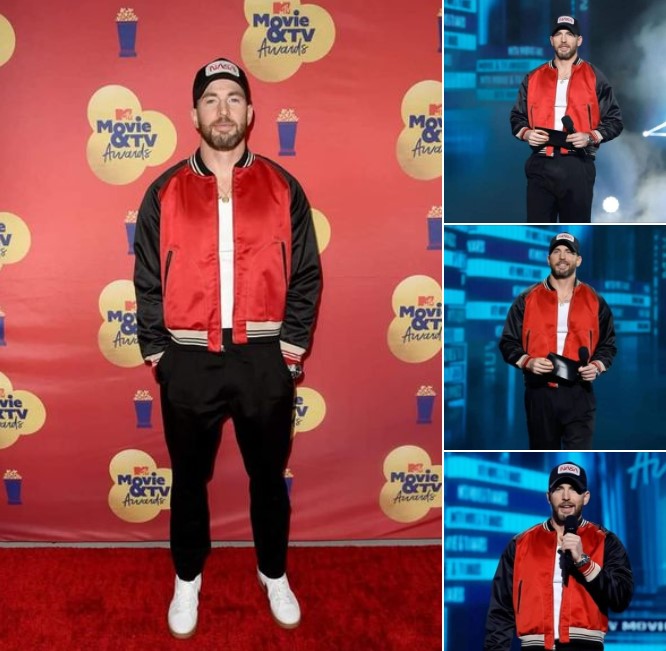 Chris Evans presented the MTV Awards wearing simple varsity jacket